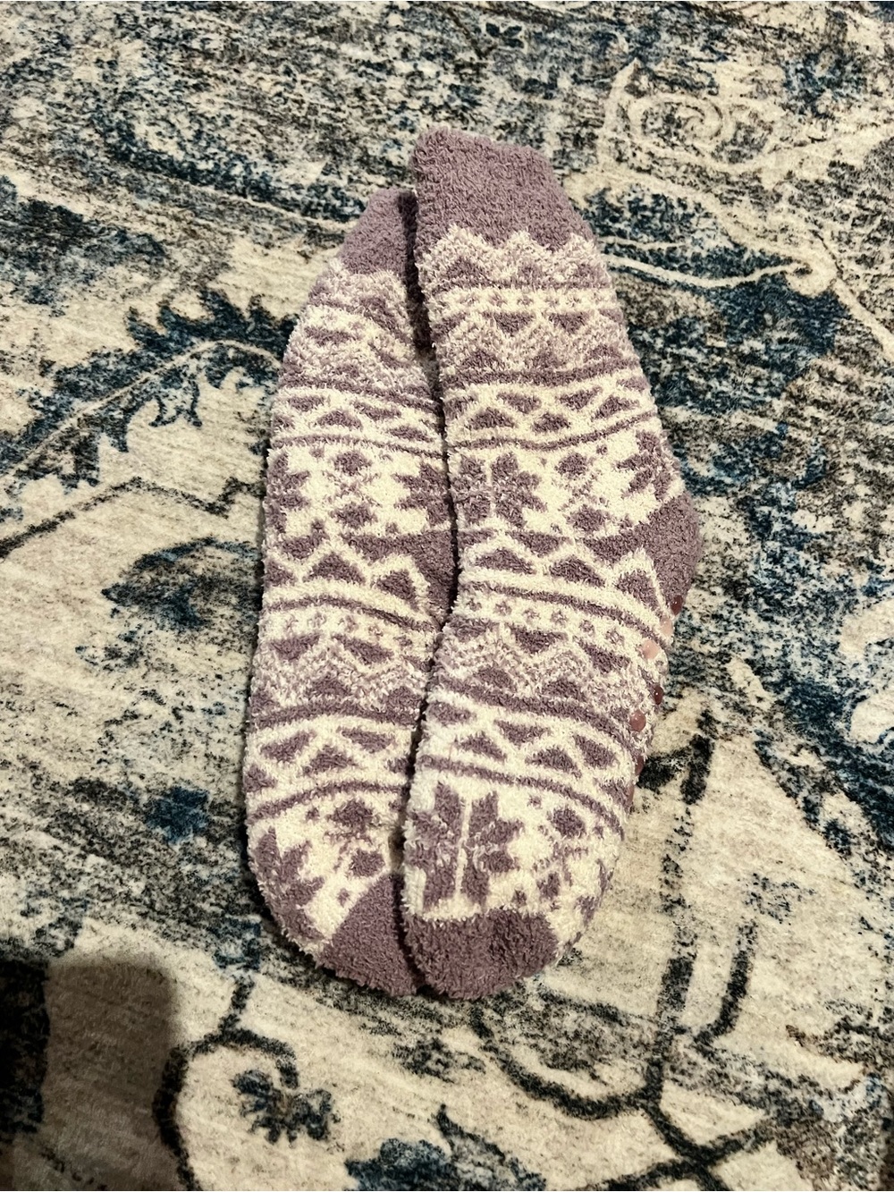 Cozy Purple Patterned Fuzzy Socks - Women's Lounge Socks